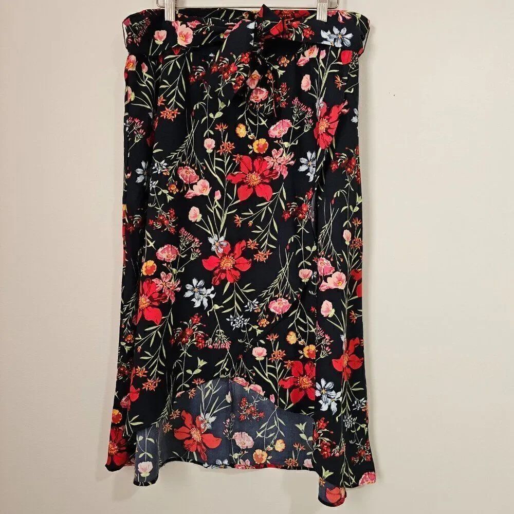 NEW W/O TAG LOFT HIGH LOW FLORAL WRAP STYLE BOHO SKIRT SIZE 12 / L